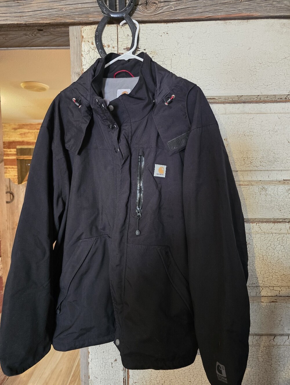Carhartt Black Men’s Hooded Storm Defender Work Raincoat 2XL